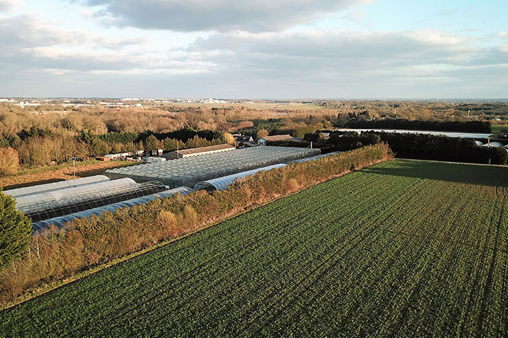 La ferme Le Rheu Maraîchers vue du ciel